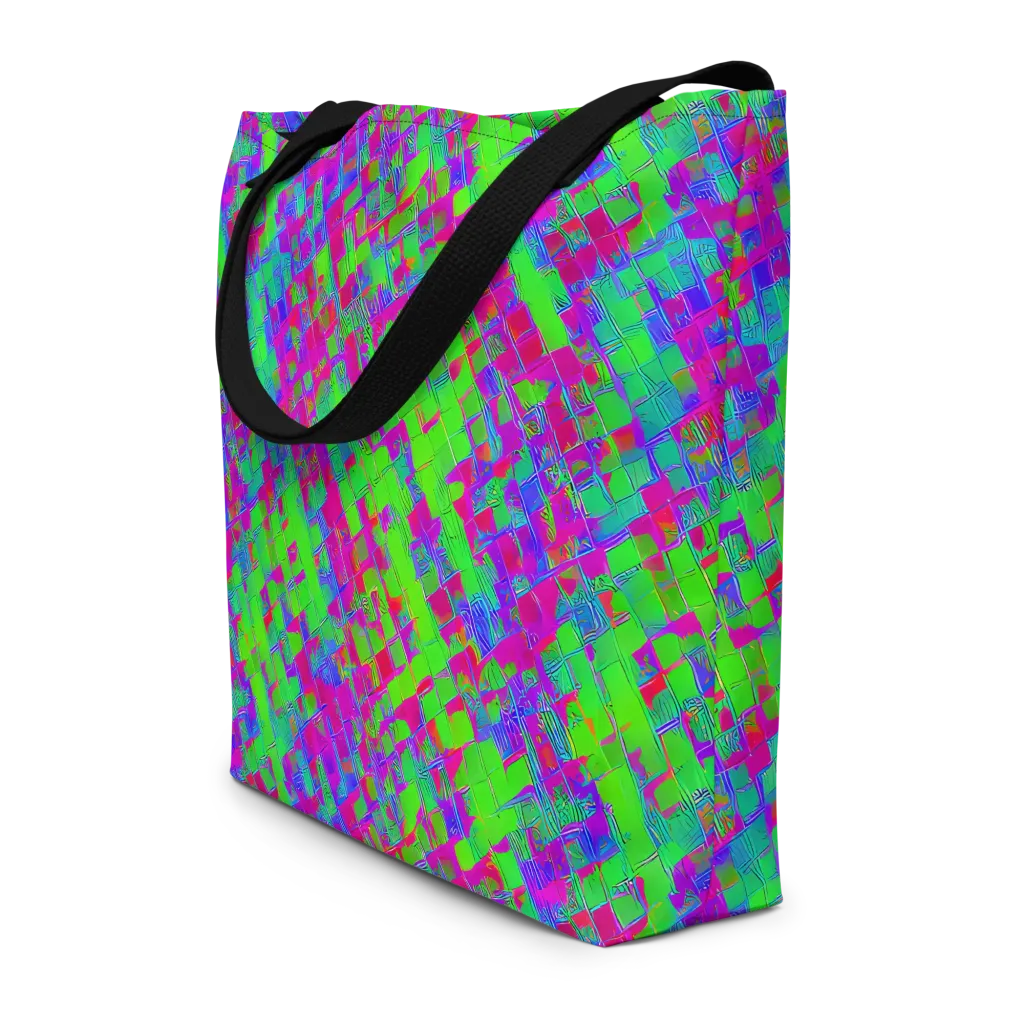 Neon Tapestry on Large Tote Bag W/ Pocket — Front