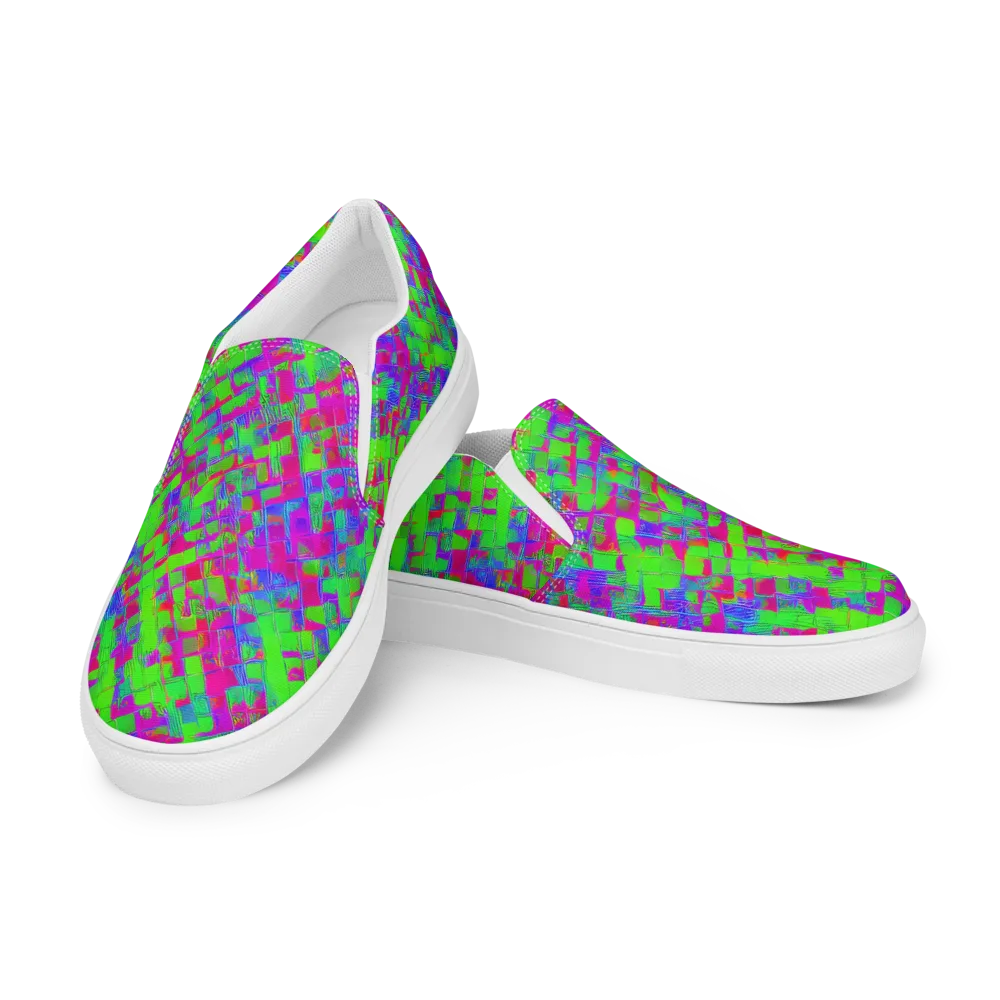 Neon Tapestry on Women's Slip-On Canvas Shoes — Left Front
