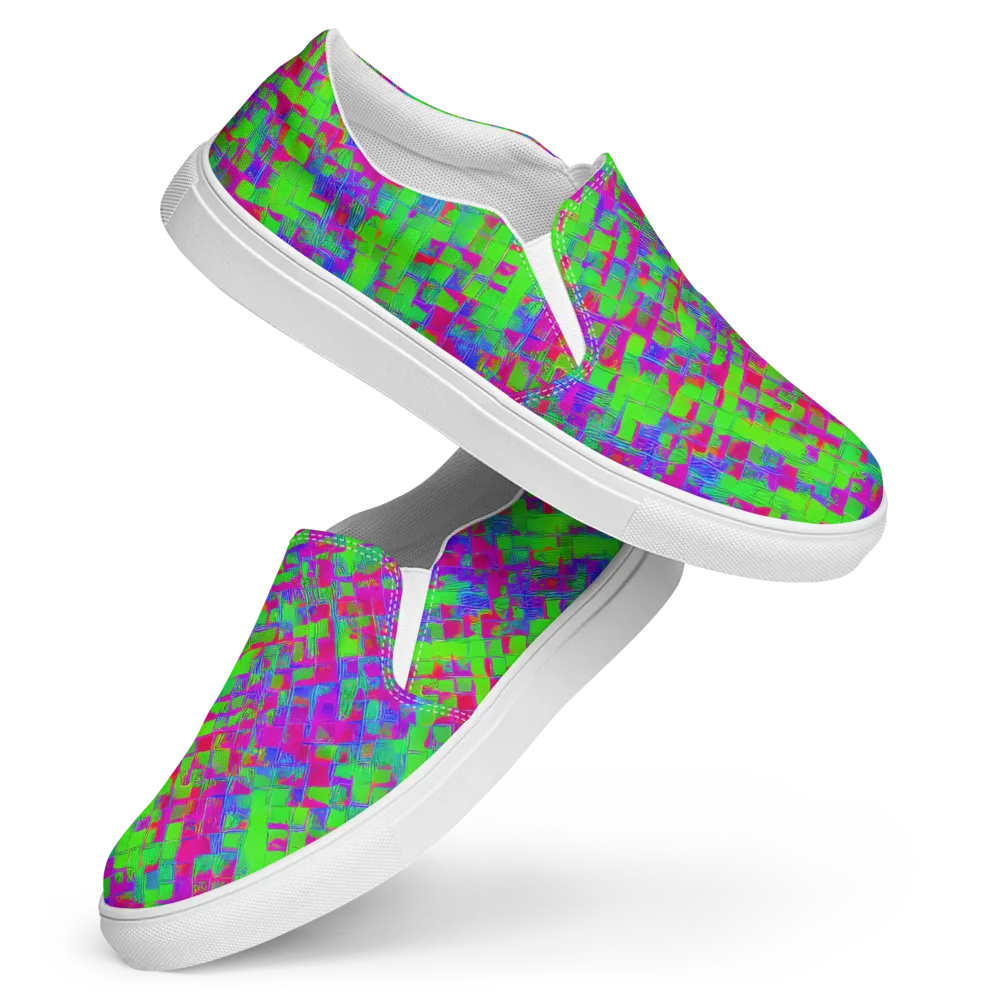 Neon Tapestry on Women's Slip-On Canvas Shoes — Front