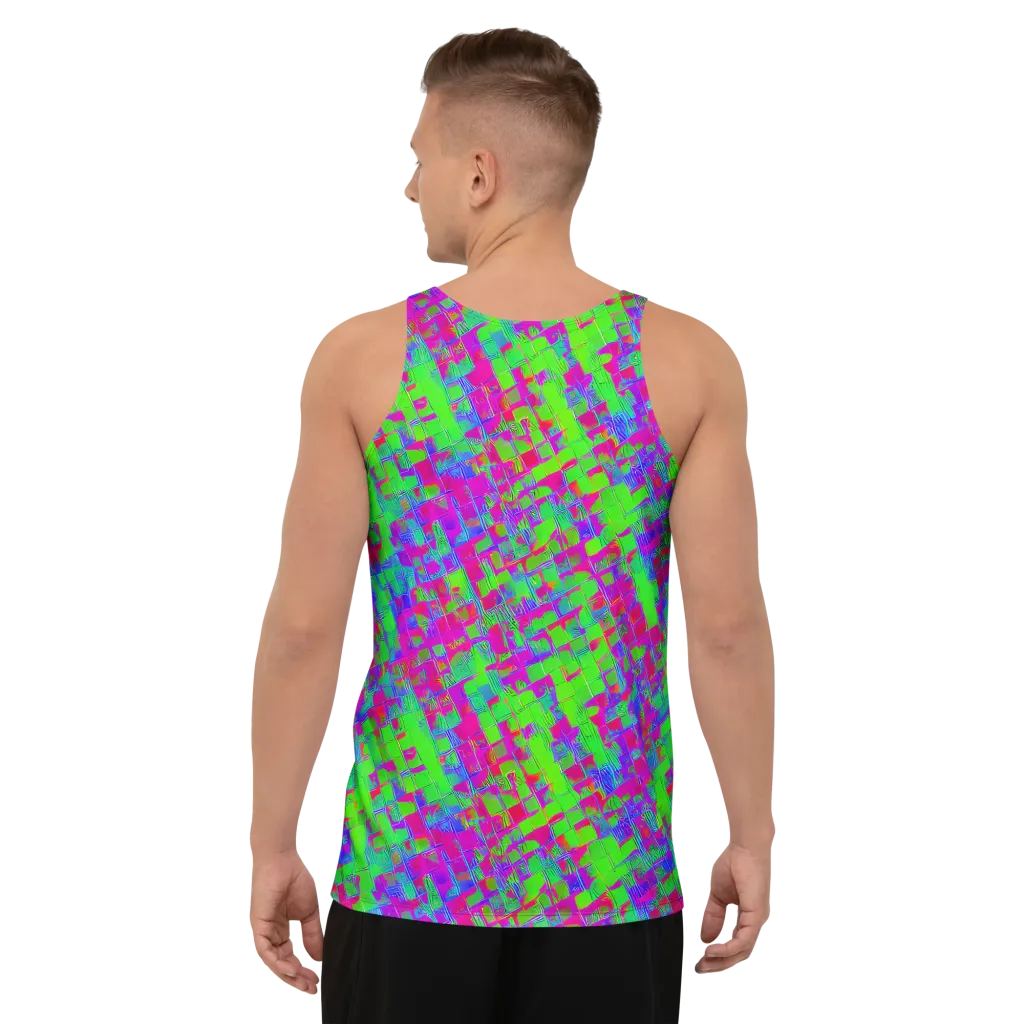 Neon Tapestry on Men's Tank Top — Back