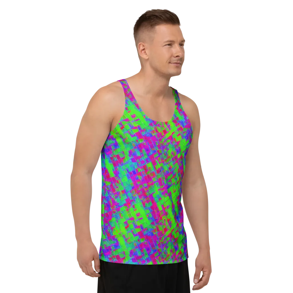 Neon Tapestry on Men's Tank Top — Right Front