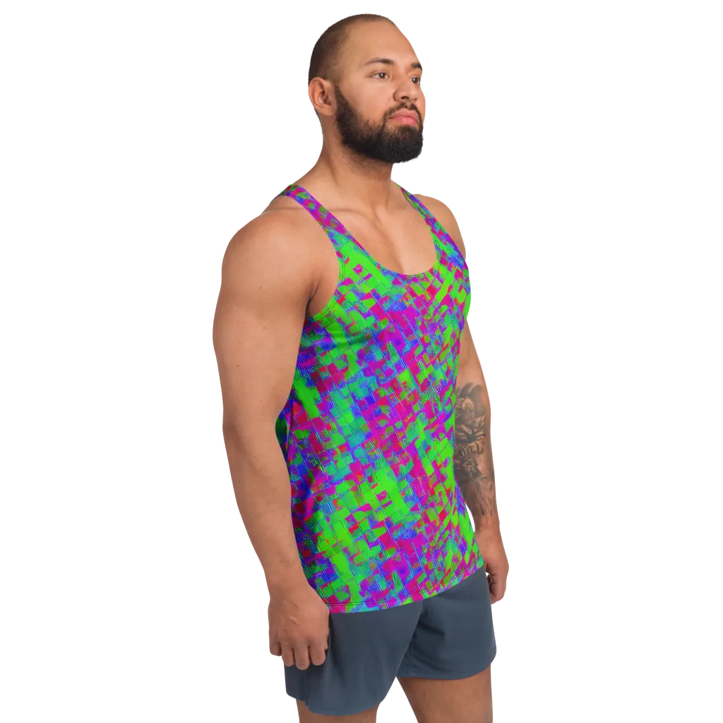 Neon Tapestry on Men's Tank Top — Right Front