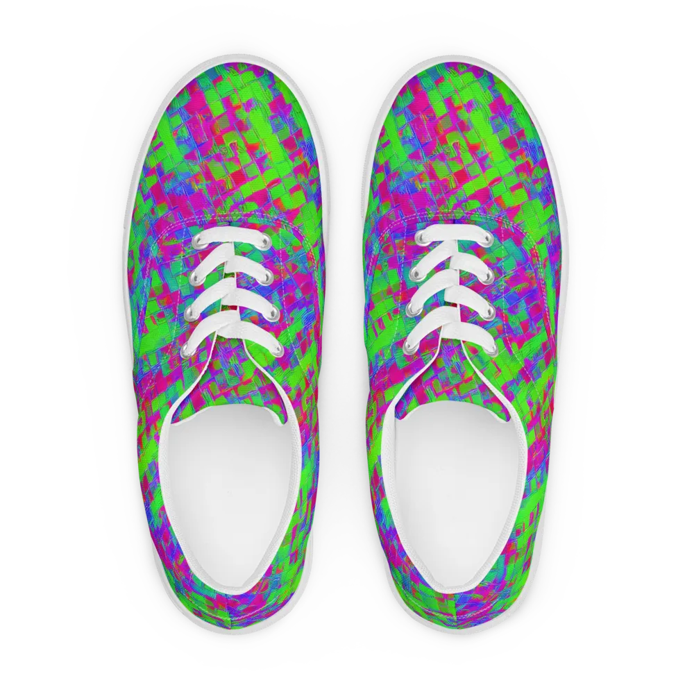 Neon Tapestry on Men's Lace-Up Canvas Shoes — Front