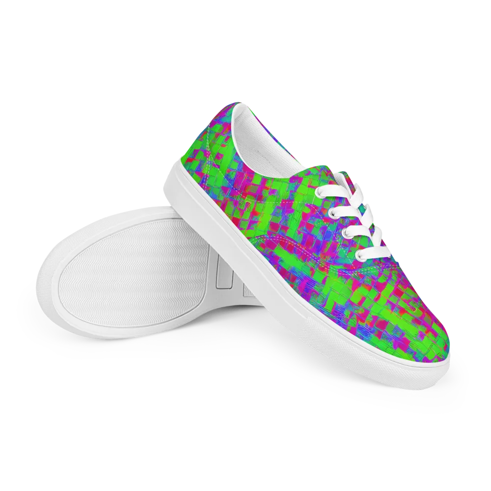 Neon Tapestry on Men's Lace-Up Canvas Shoes — Right Front