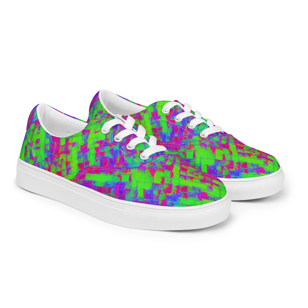 Neon Tapestry on Men's Lace-Up Canvas Shoes — Right Front