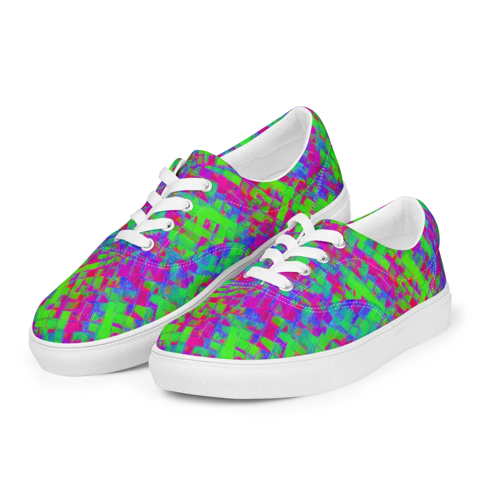 Neon Tapestry on Men's Lace-Up Canvas Shoes — Left Front