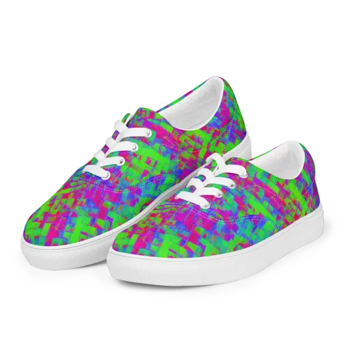 Neon Tapestry on a Men's Lace-Up Canvas Shoes