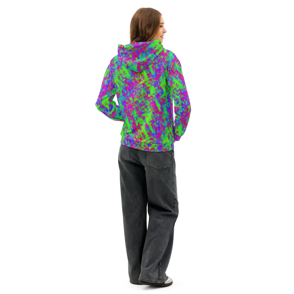 Neon Tapestry on Cotton Hoodie — Back