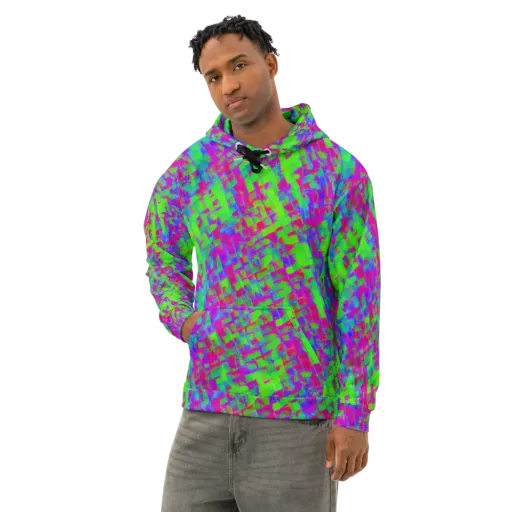 Neon Tapestry on a Cotton Hoodie