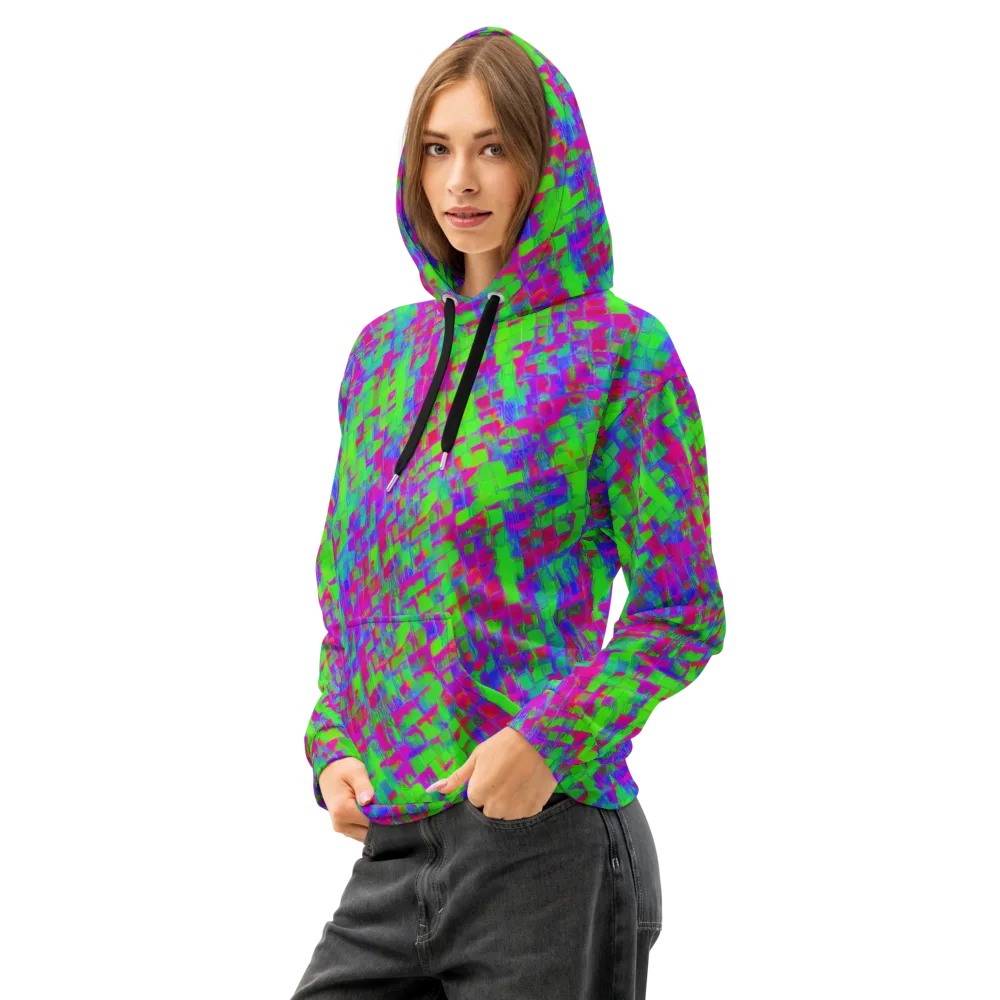 Neon Tapestry on Cotton Hoodie — Left Front