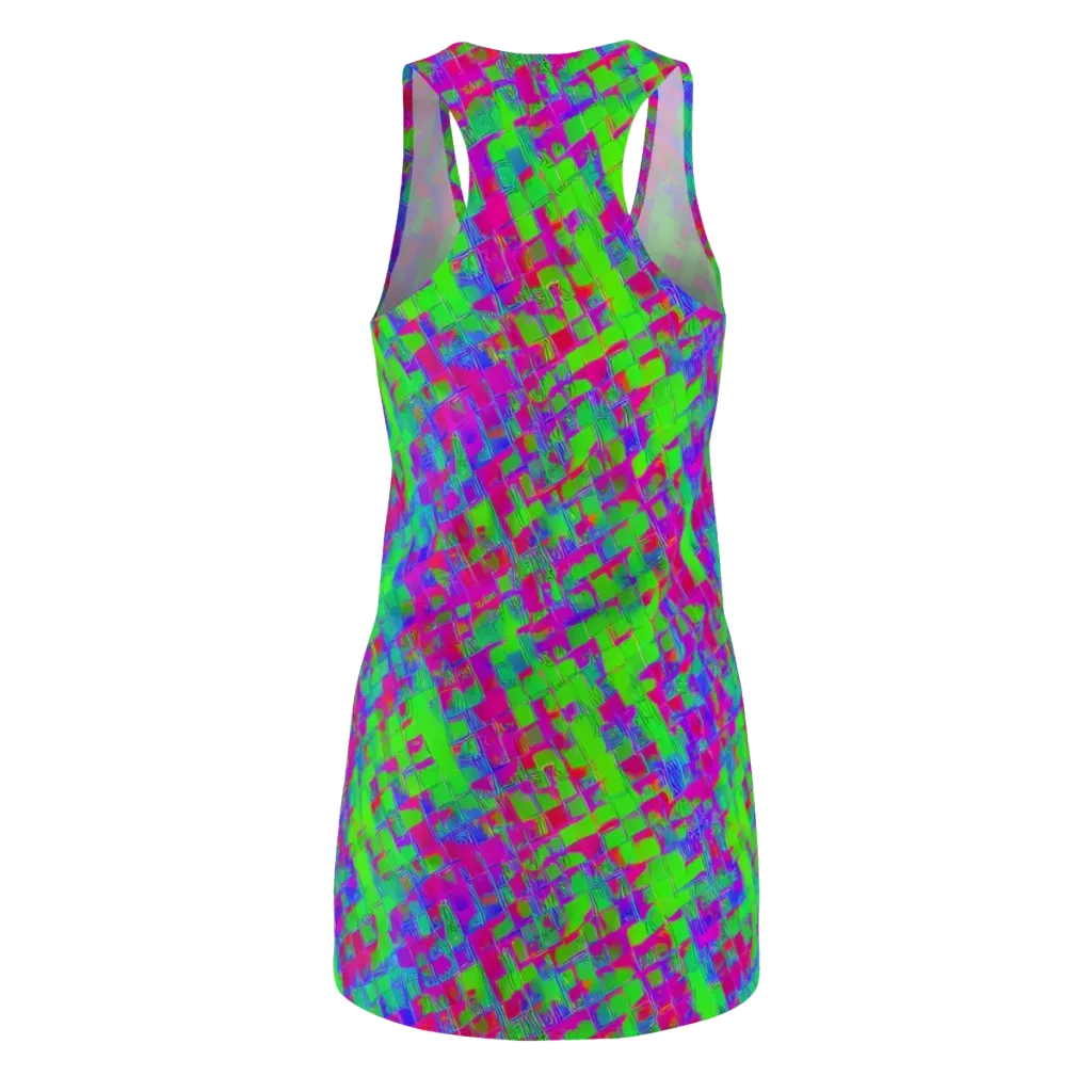 Neon Tapestry on Racerback Dress — Back