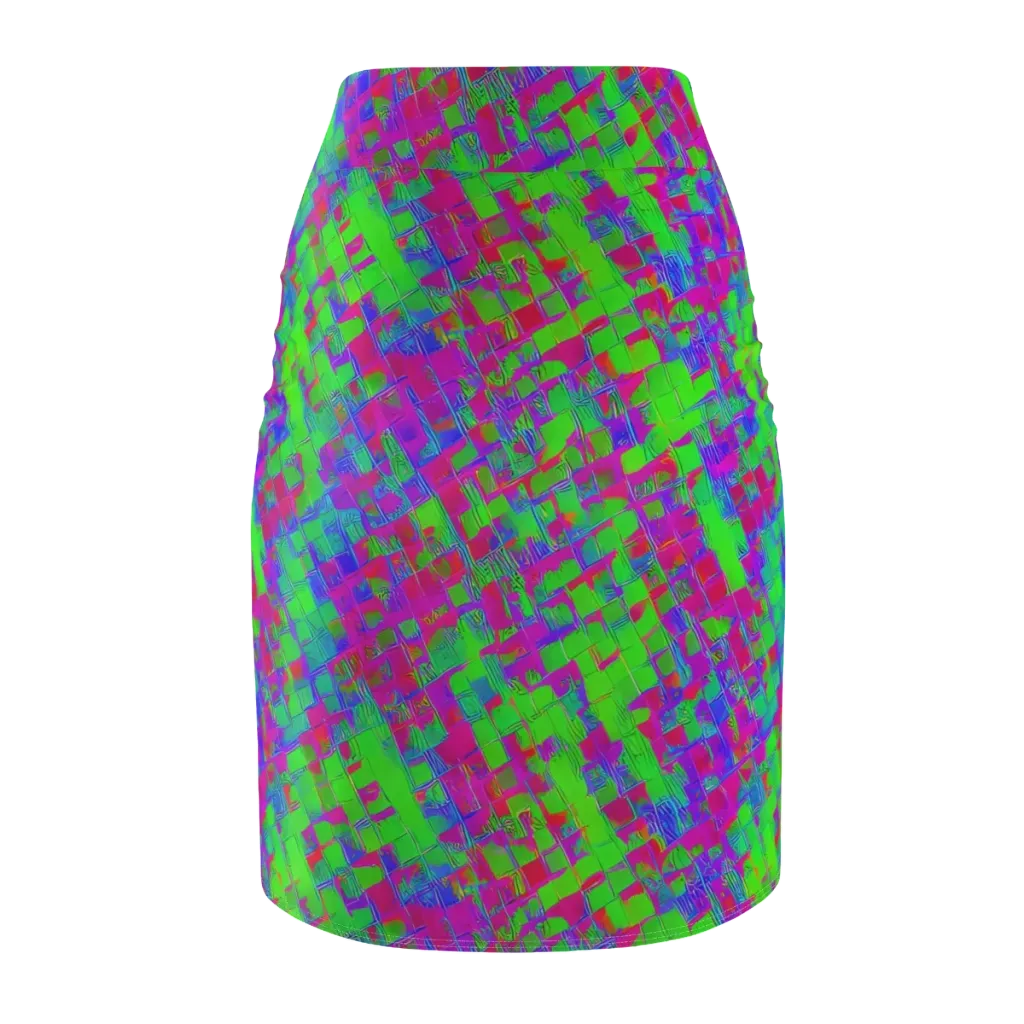 Neon Tapestry on Pencil Skirt — Back