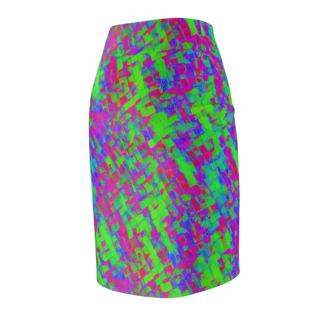 Neon Tapestry on Pencil Skirt — Back Side