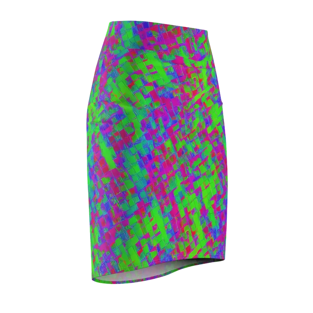 Neon Tapestry on Pencil Skirt — Front Side