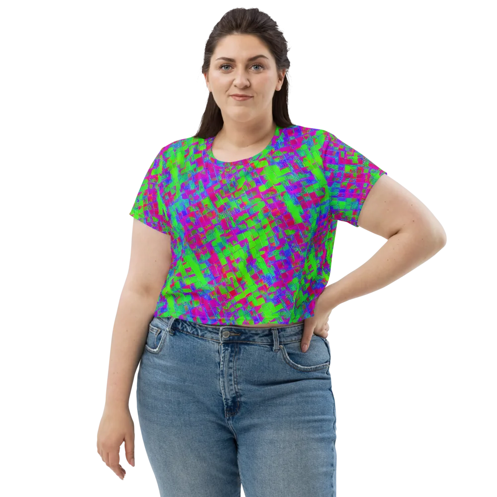 Neon Tapestry on Crop Tee — Front