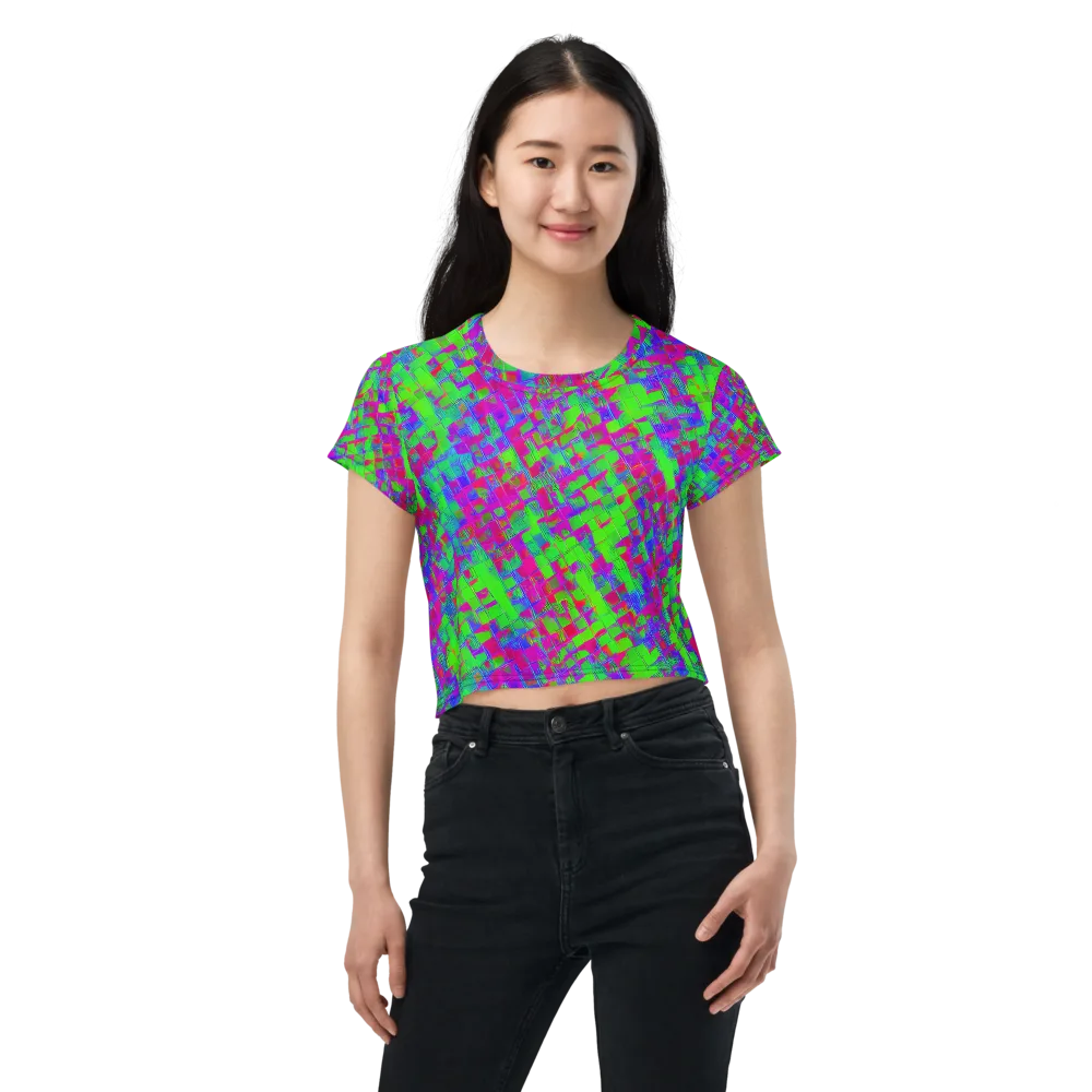 Neon Tapestry on Crop Tee — Front