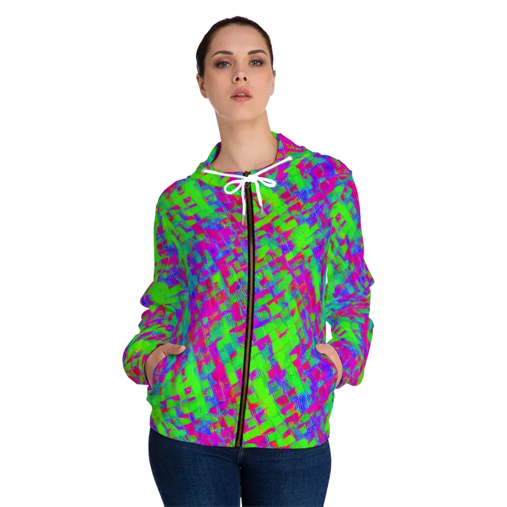 Neon Tapestry on Women's Full-Zip Hoodie — Front On Person
