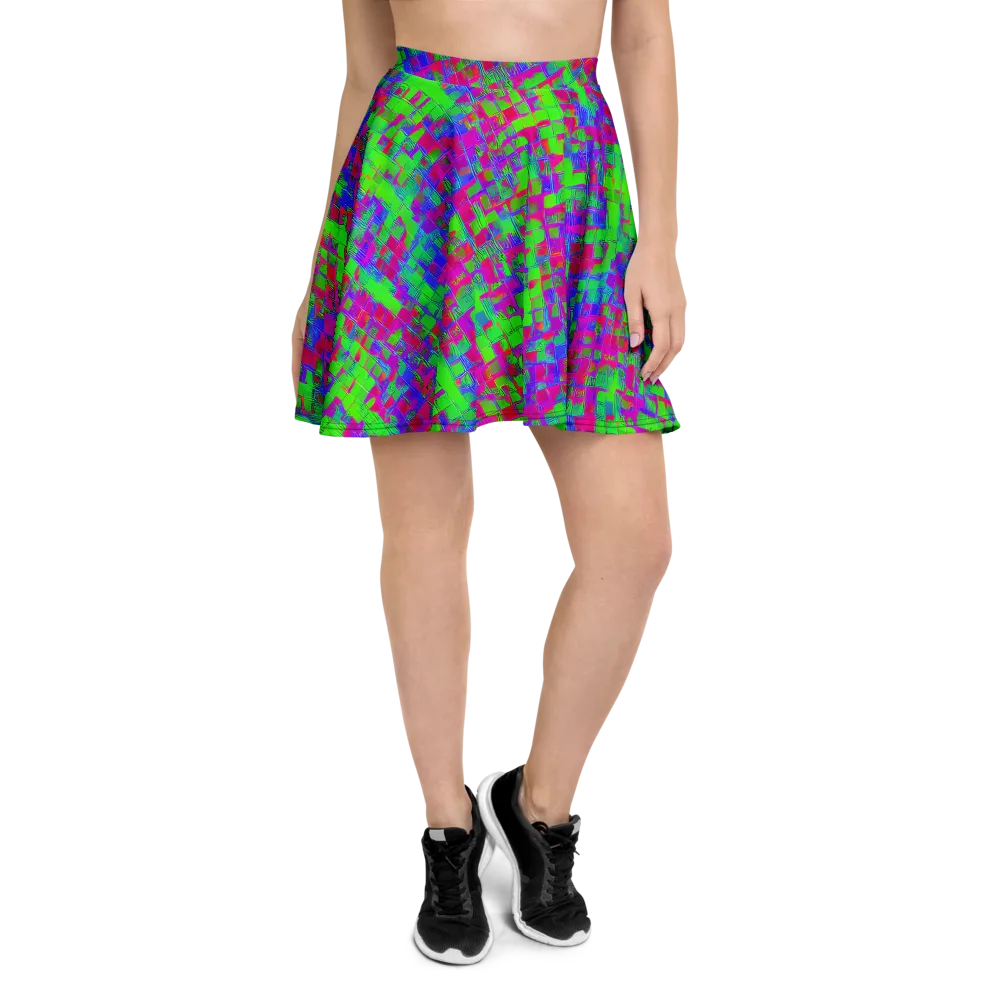 Neon Tapestry on Skater Skirt — Front