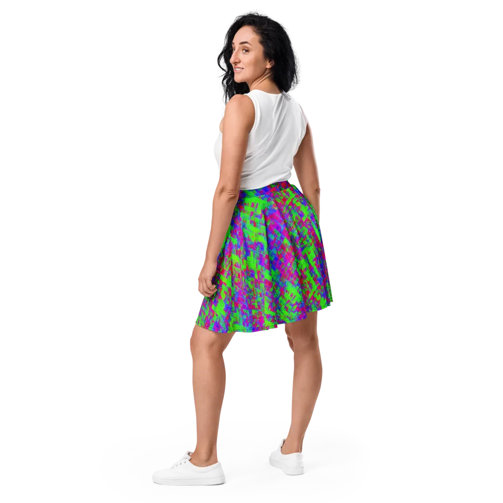 Neon Tapestry on Skater Skirt — Back