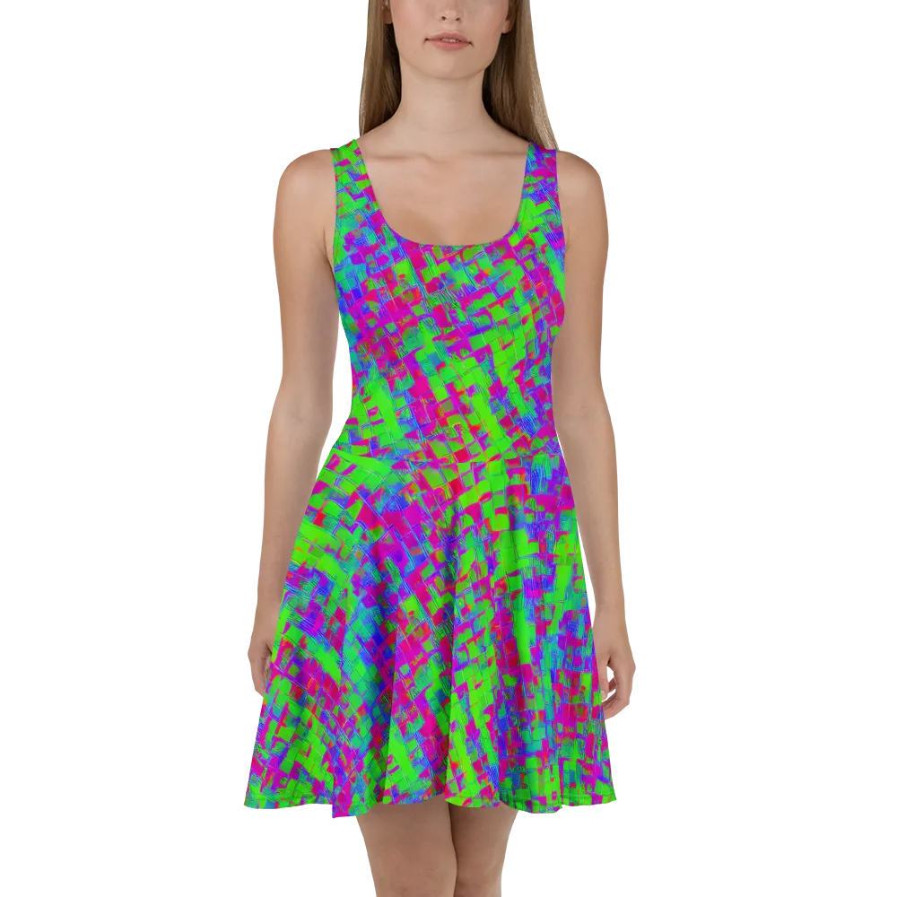 Neon Tapestry on Skater Dress — Front