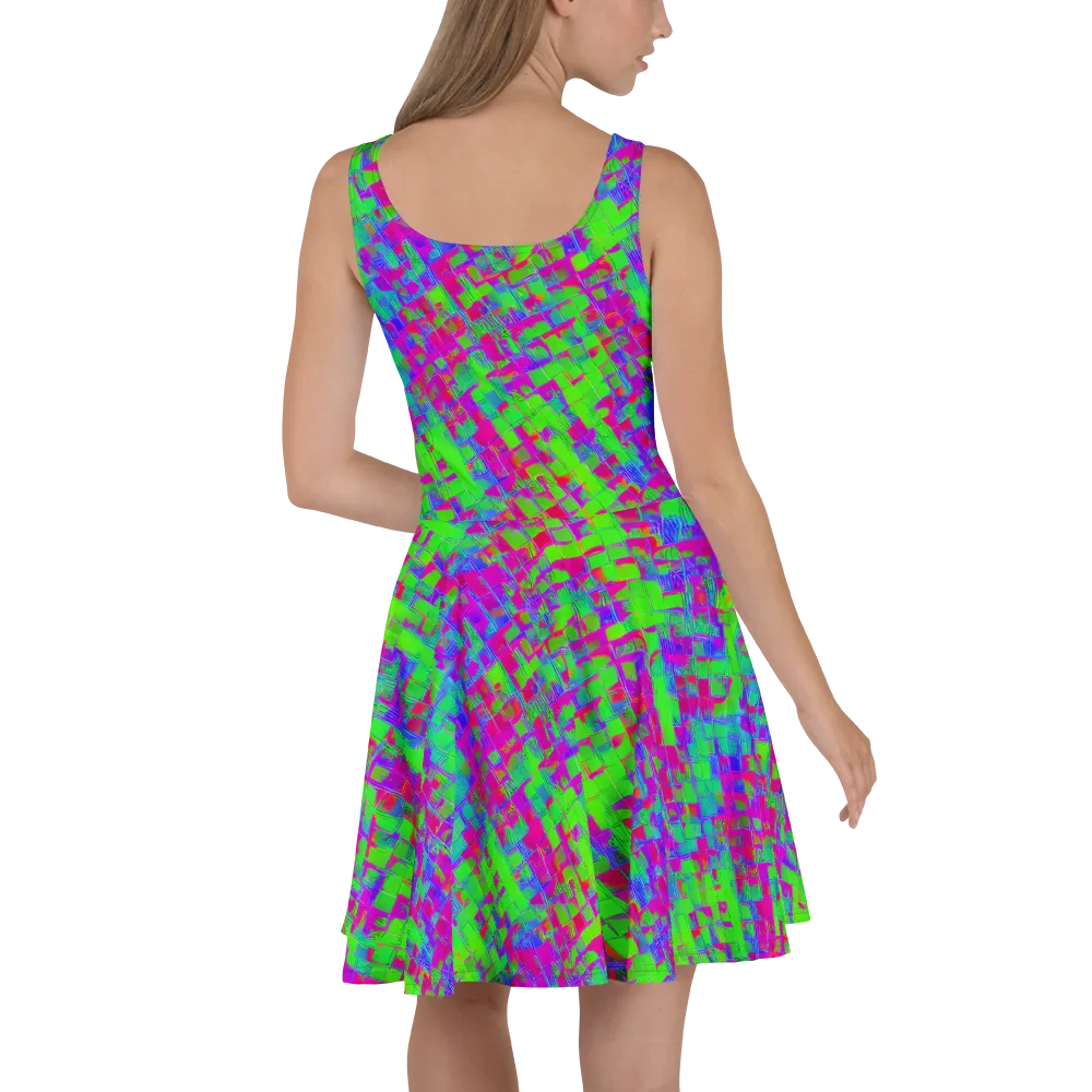 Neon Tapestry on Skater Dress — Back