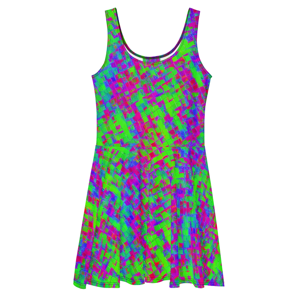 Neon Tapestry on Skater Dress — Front