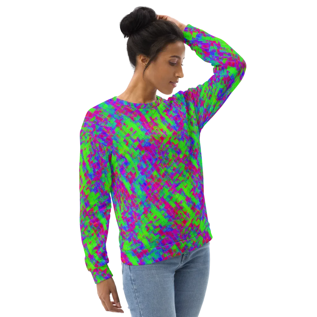 Neon Tapestry on Sweatshirt — Right Front