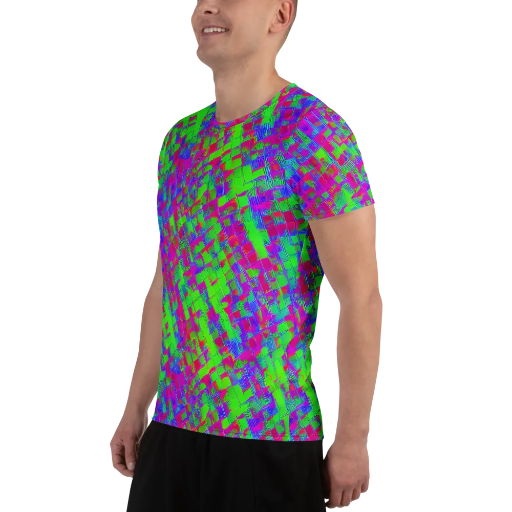 Neon Tapestry on Men's Athletic T-Shirt — Left
