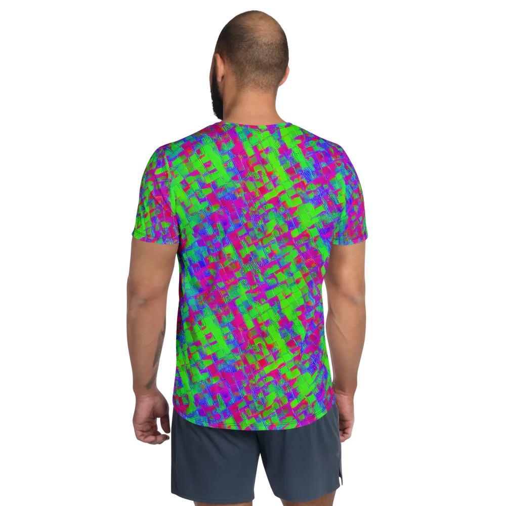 Neon Tapestry on Men's Athletic T-Shirt — Back