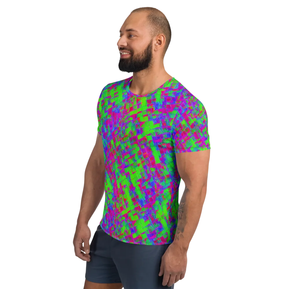Neon Tapestry on Men's Athletic T-Shirt — Left