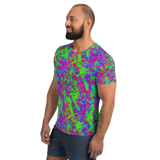 Neon Tapestry on a Men's Athletic T-Shirt