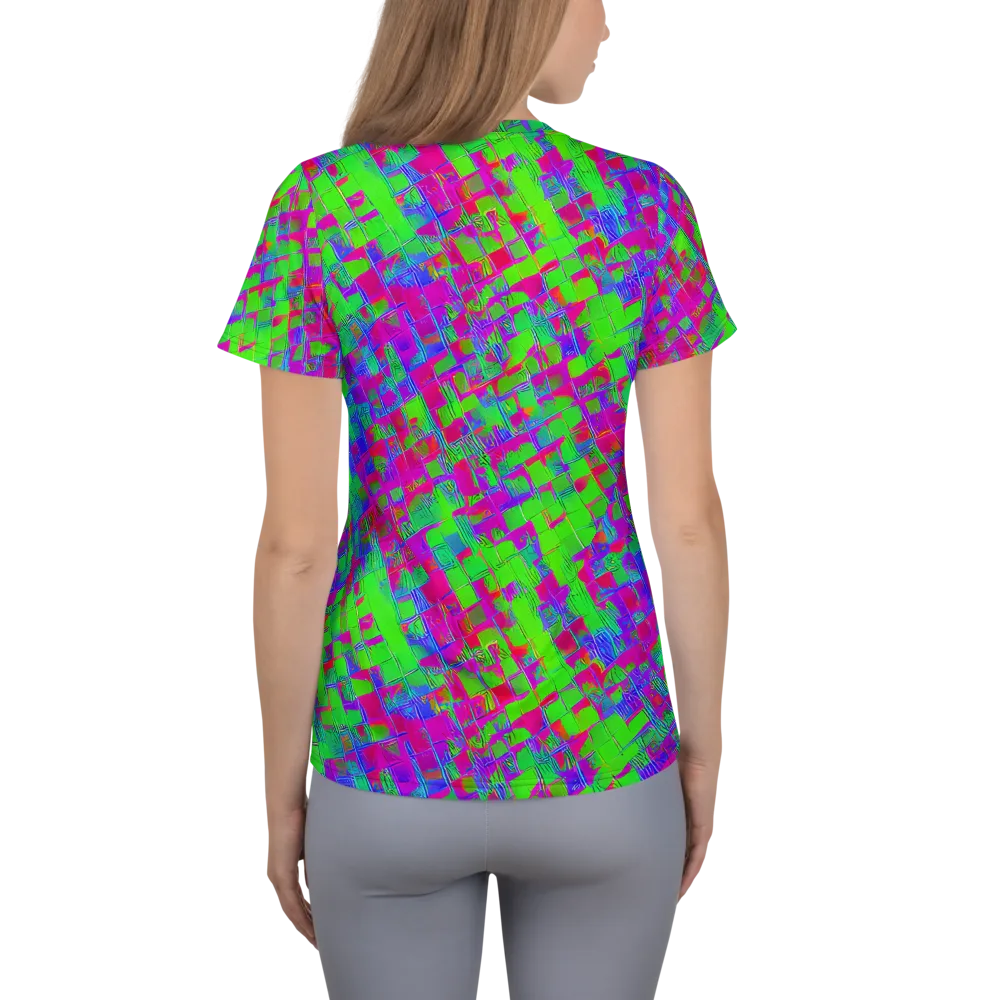 Neon Tapestry on Women's Athletic T-Shirt — Back