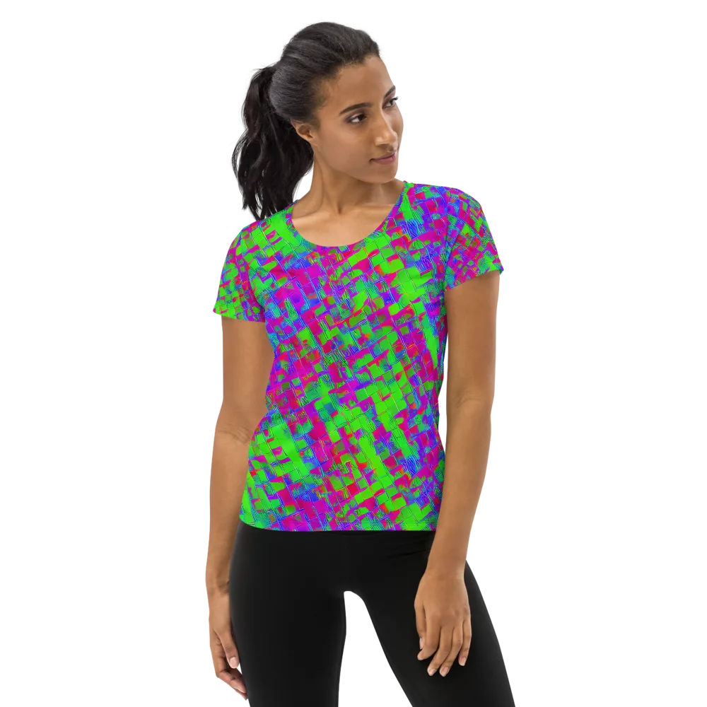 Neon Tapestry on Women's Athletic T-Shirt — Front
