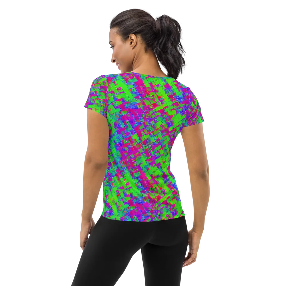 Neon Tapestry on Women's Athletic T-Shirt — Back