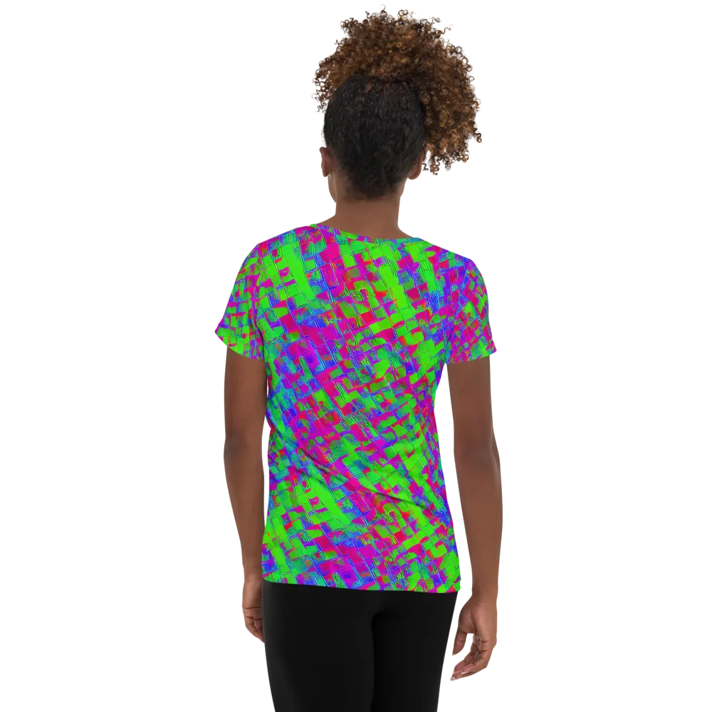 Neon Tapestry on Women's Athletic T-Shirt — Back