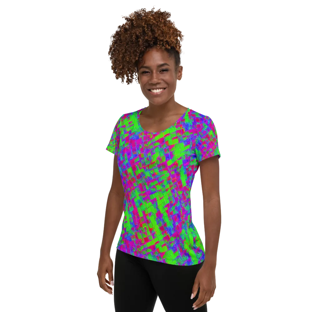 Neon Tapestry on Women's Athletic T-Shirt — Left