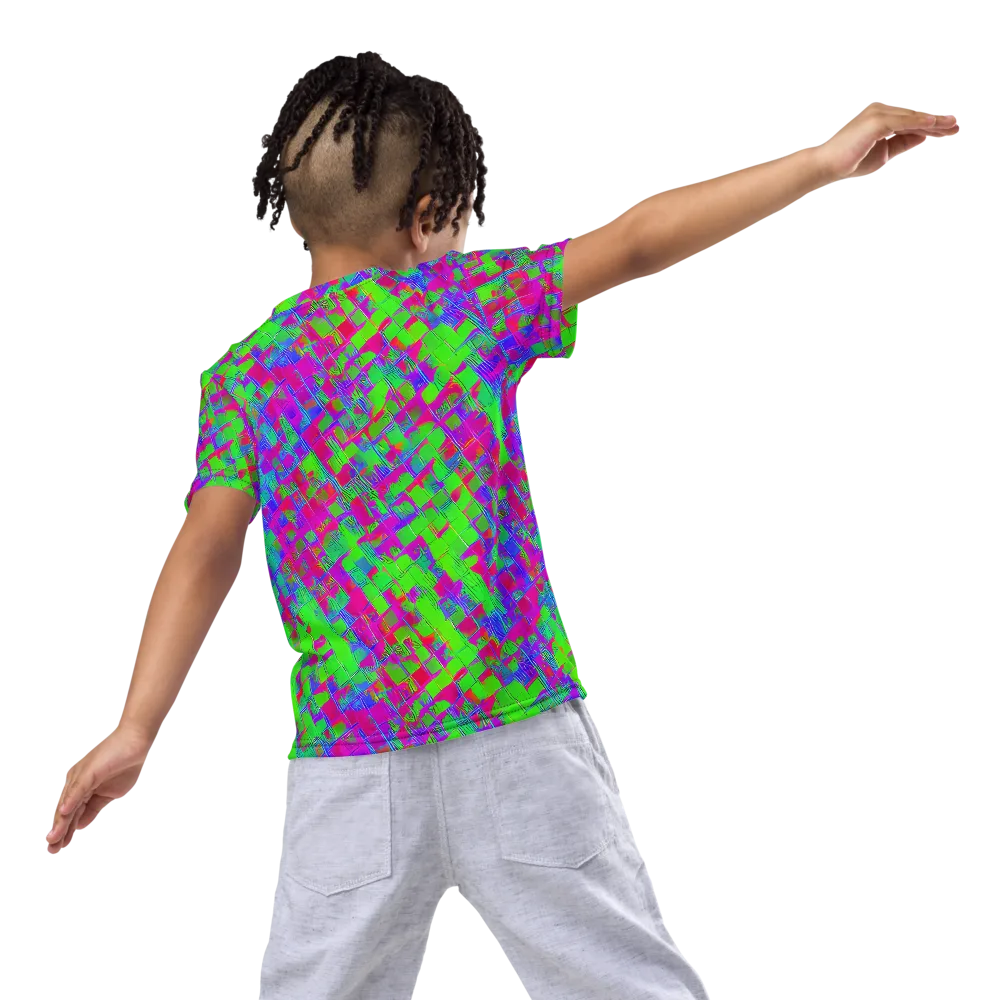Neon Tapestry on Kids Crew Neck T-Shirt — Back