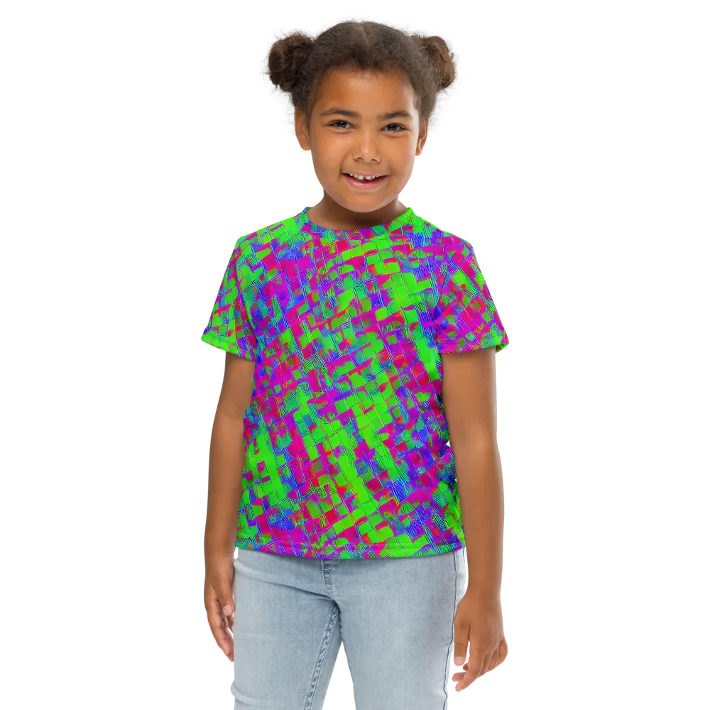 Neon Tapestry on Kids Crew Neck T-Shirt — Front