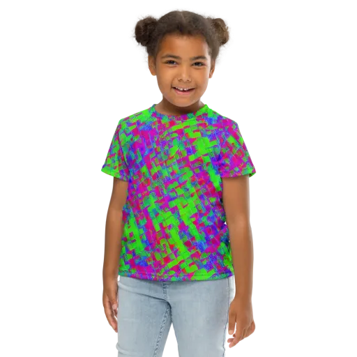 Neon Tapestry on a Kids Crew Neck T-Shirt