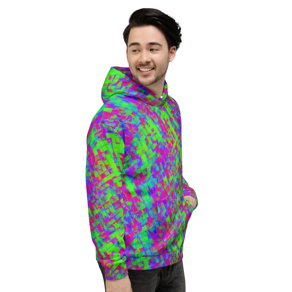 Neon Tapestry on Hoodie — Right