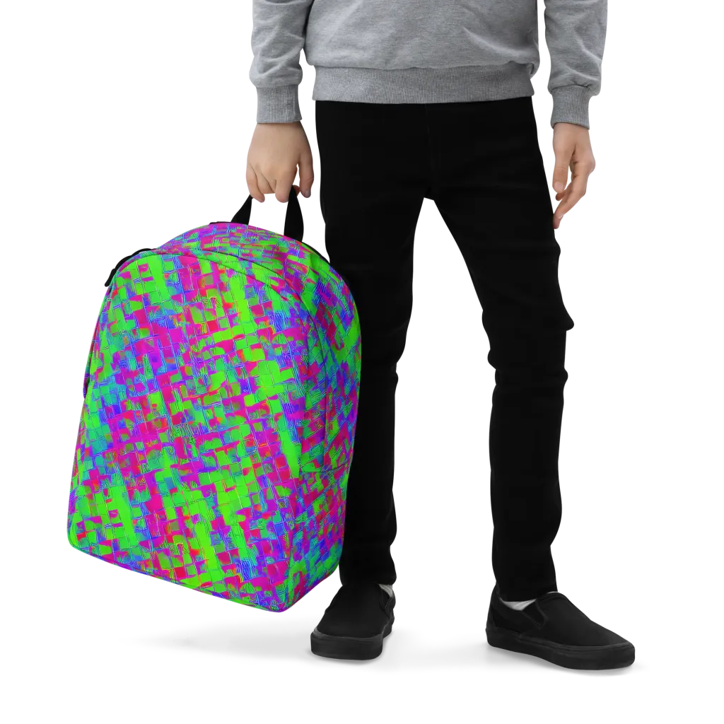 Neon Tapestry on Minimalist Backpack — Zoomed-in
