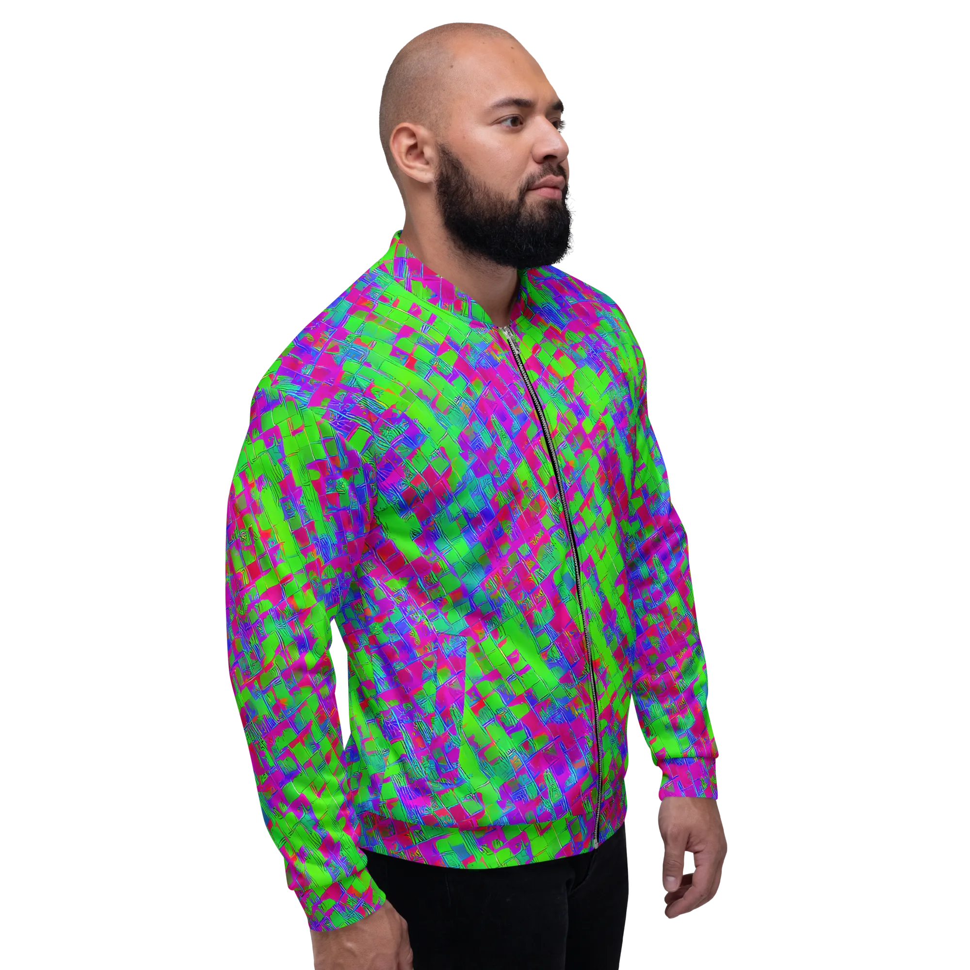 Neon Tapestry on Bomber Jacket — Right