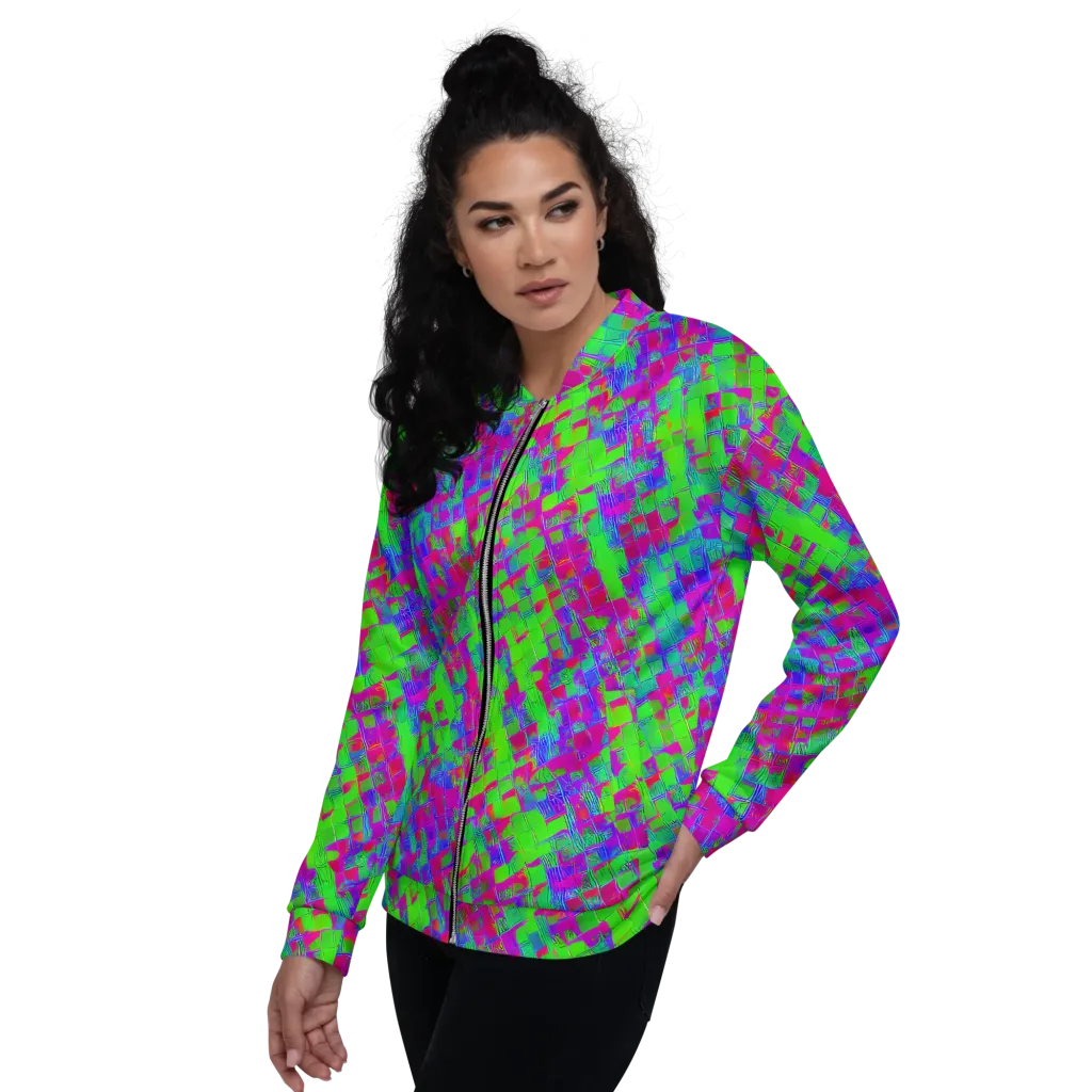 Neon Tapestry on Bomber Jacket — Left