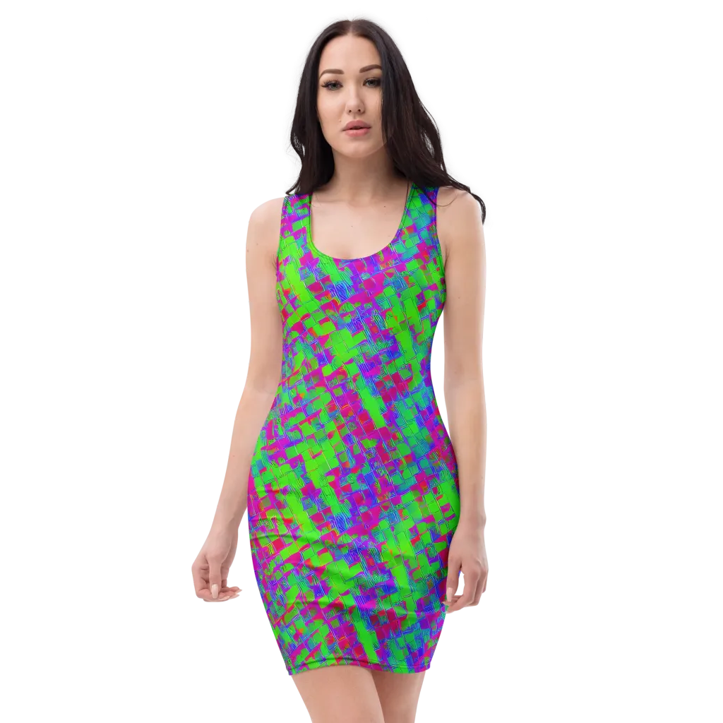 Neon Tapestry on Bodycon Dress — Front