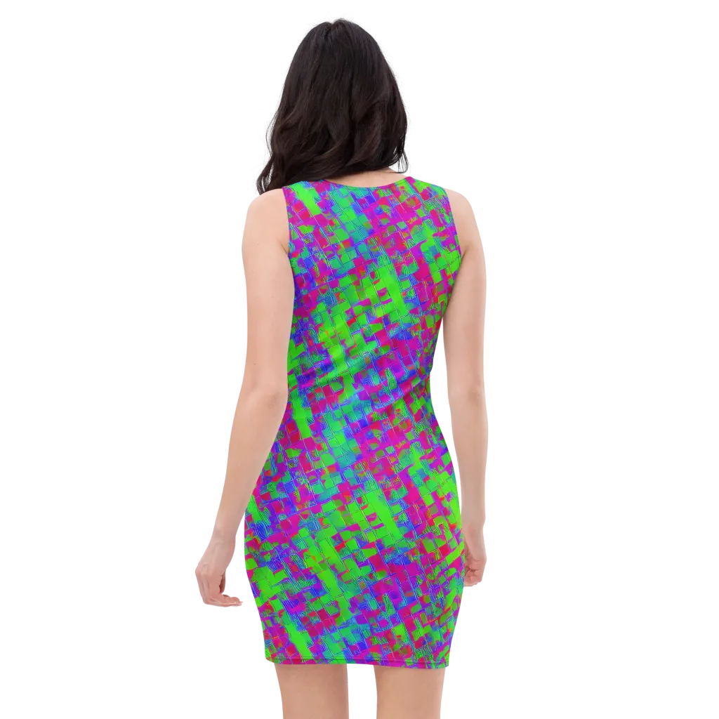 Neon Tapestry on Bodycon Dress — Back
