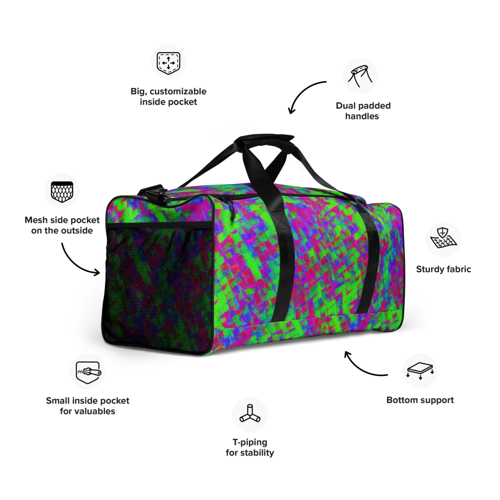 Neon Tapestry on Duffle Bag — Right Front