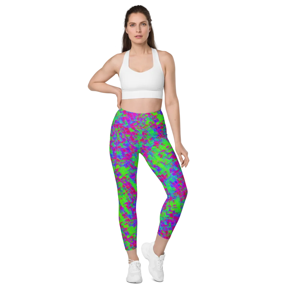 Neon Tapestry on Leggings with Pockets — Front