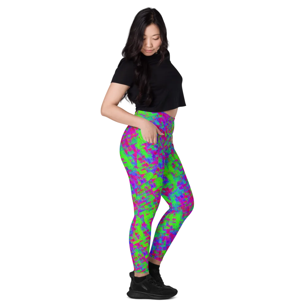 Neon Tapestry on Leggings with Pockets — Right