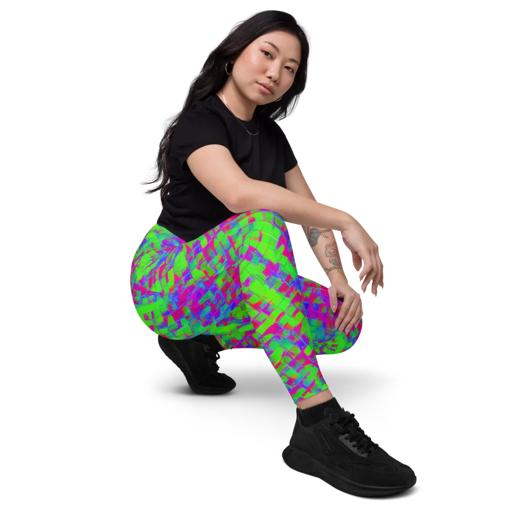 Neon Tapestry on Leggings with Pockets — Right Front
