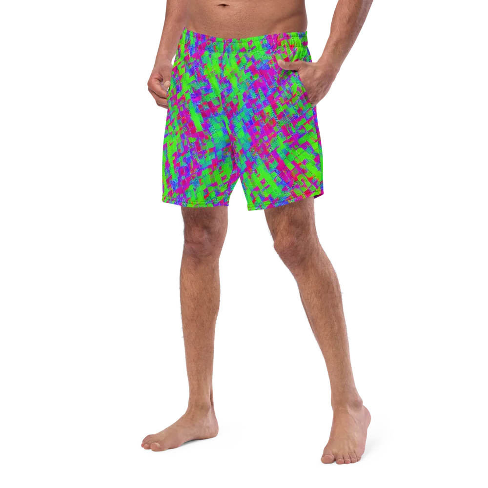 Neon Tapestry on Swim Trunks — Left Front